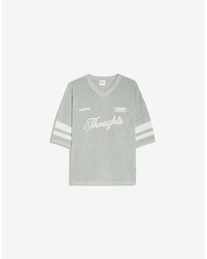 Bershka – t-shirt aus besticktem netzstoff - Grau
