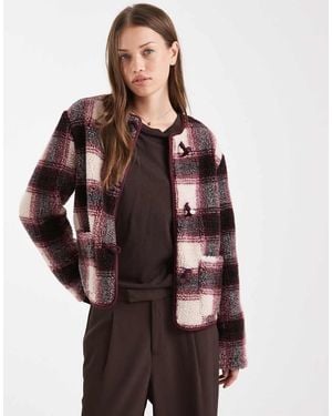 Threadbare Chaqueta A Cuadros Estilo Camisa Con Cierres Tipo Trenca En La Parte Delantera De - Marrón