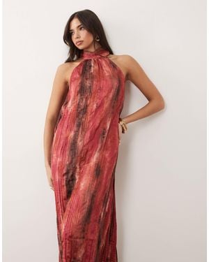 Vila Halter Neck Crepe Maxi Dress - Red
