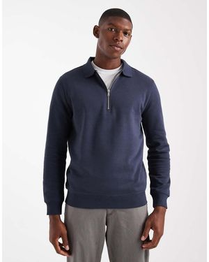New Look 1/4 Zip Polo Sweatshirt - Blue