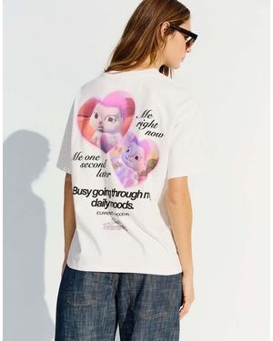 Bershka Short Sleeve Print T-shirt - White