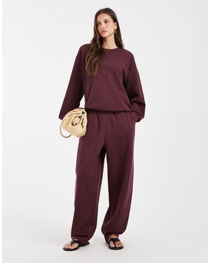 Vero Moda Joggers Burdeos De Pernera Bombacha Extragrande (Parte De Un Conjunto)-Rojo