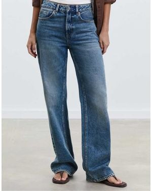 Stradivarius Petite D92 Straight Wide-Leg Jeans - Blue