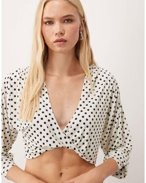 Miss Selfridge Twist Front Long Sleeve Top - Brown