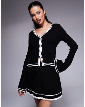 Missy Empire Missy Empire Mono Contrast Piping Cardigan - Black