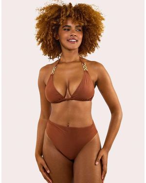 Wolf & Whistle Morgan Glitter Mix & Match Triangle Bikini Top - Brown