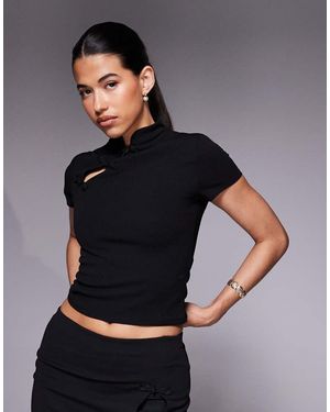 ASOS Co-ord Scuba Crepe Fitted Crop Top With Rouleau Loops - Grey