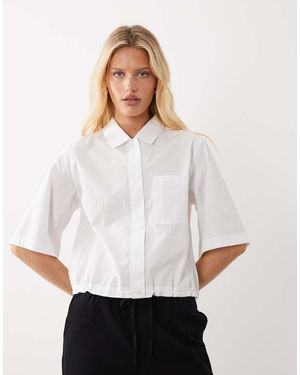ARKET Short Sleeved Pure Cotton Shirt With Drawstring Waist - White