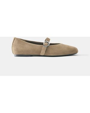 Pull&Bear Leren Ballerina's - Wit