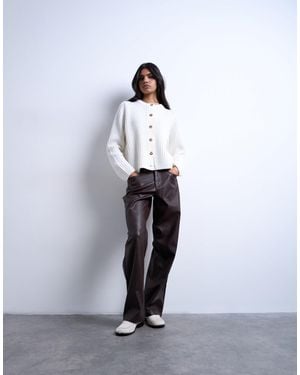 TOPSHOP Faux Leather Cinch Trouser - White