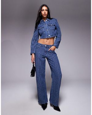 Liquor N Poker Mid Rise baggy Jeans Co-ord - Blue