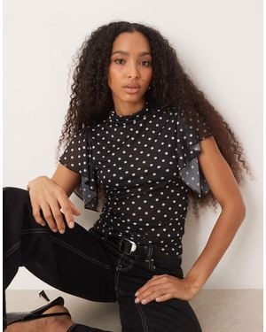 ASOS Mesh Top With Floaty Sleeve - Black