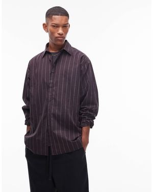 TOPMAN Long Sleeve Oversized Stripe Shirt - Green