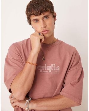 ASOS – hochwertiges oversize-t-shirt aus schwerem material - Pink