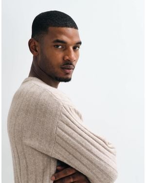 Jack & Jones Pull en maille côtelée chunky beige - Neutre