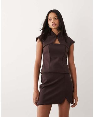 ASOS Co-ord Collar Detail Top - Brown