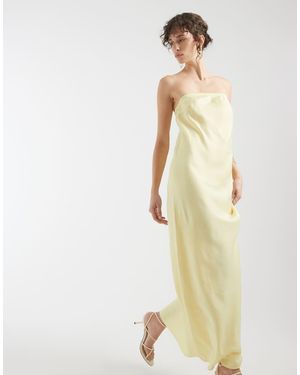 Object Bandeau Satin Maxi Dress - White