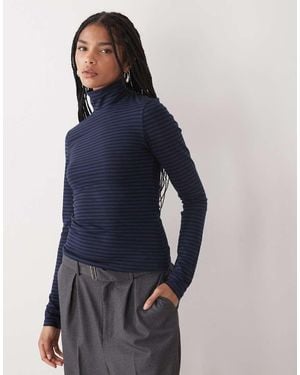 Weekday Slim Fit Turtleneck Long Sleeve T-shirt - Blue
