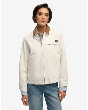 Superdry Cord Collar Ranch Jacket - Natural