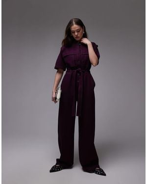 & Other Stories Tuta Jumpsuit Elasticizzata A Fondo Ampio Lilla Scuro Allacciata - Viola