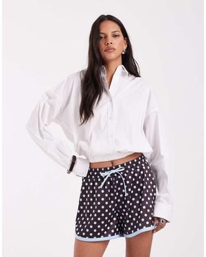 ASOS Satijnen Mini Short Met Polkadotprint - Wit