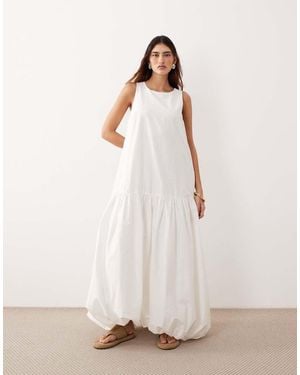 ARRANGE Drop Waist Maxi Dress With Puffball Hem - Natural