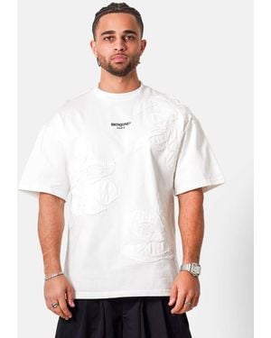 Sixth June T-Shirt Met Geborduurde Bloemen - Wit