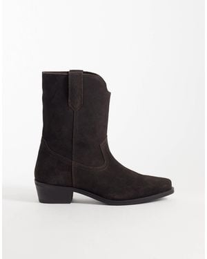 ASOS Pull On Boots With Cuban Heel - Black