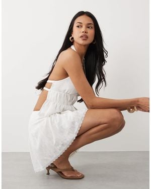 ASOS Eyelet Mini Skirt With Lace Trim Detailing - White