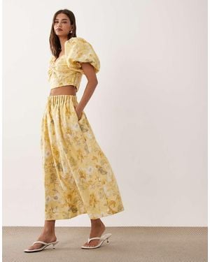 Y.A.S Voluminous Midi Skirt - Natural