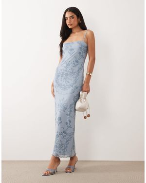 ASOS Mesh Cami Maxi Dress - Blue