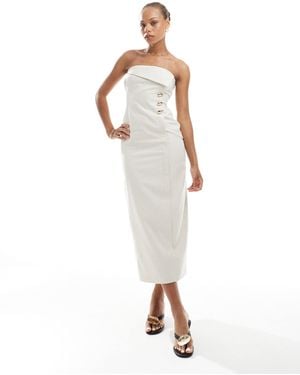 4th & Reckless – trägerloses maxikleid aus leinenmix - Weiß