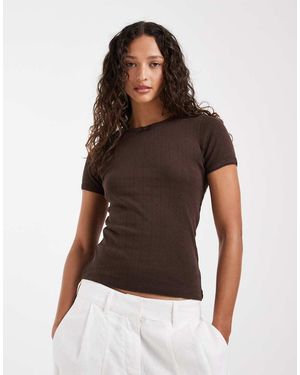 JJXX Aansluitende Ajourgebreide Pyjamatop - Bruin