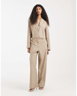 Pieces Tailored High Waisted Wide Leg Trousers Co-Ord - Natural