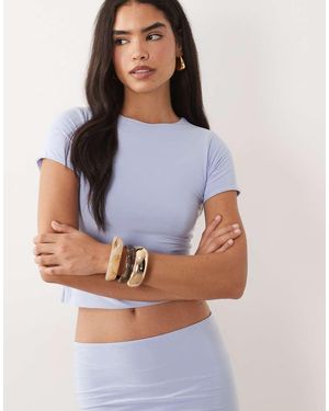 Missy Empire Missy Empire Double Sculpted Slinky Ruched Waist Detail Top - Blue