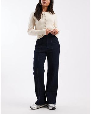 New Look Elegante Jeans Met Naad Aan De Voorkant En Wijde Pijpen - Blauw