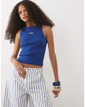 Mango Teen La Seista 100% Cotton Racer Neck Tank Top - Blue