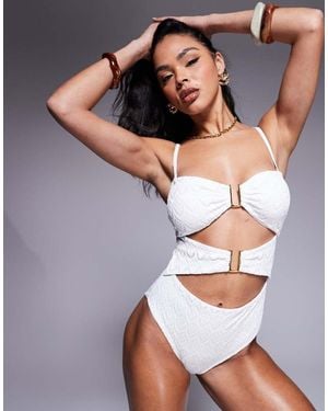 Boux Avenue Broderie U Wire Cut Out Swimsuit - White