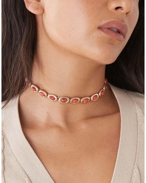 Susmie's – i gave you my heart – e choker-halskette mit roten schmucksteinen - Natur
