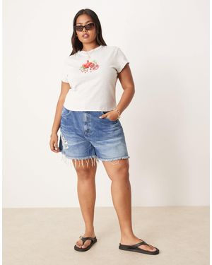 ASOS Asos Design Curve Denim Longline A Line Short - Blue