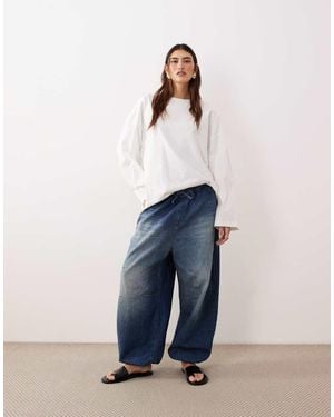 ARRANGE Quinn Drawcord Waist Barrel Jeans - Blue