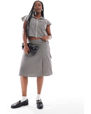 Collusion Plus Wrap Midi Skirt Co Ord - Gray