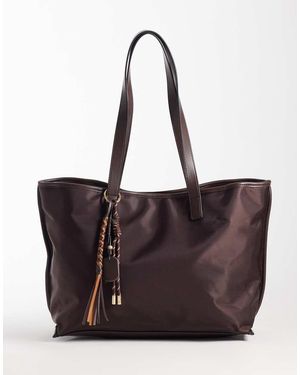 ASOS Nylon Tote Tas Met Afneembare Hanger - Bruin