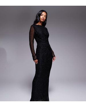 Jaded Rose Petite Vestido Largo Ceñido Con Detalle De Nudo Y Diseño De Strass Termosellado De - Negro
