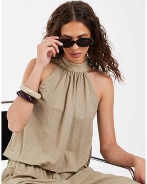River Island Linen-look Bubble Top - Natural