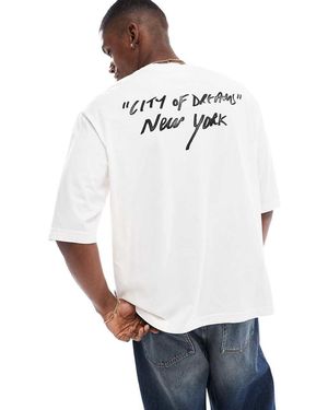 Only & Sons T-Shirt Color Pietra Slavato Con Stampa "New York" - Bianco