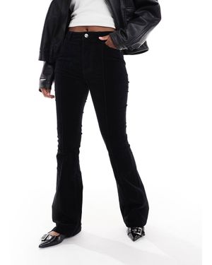 ASOS Seamed Uncut Corduroy Flare Pants - Black