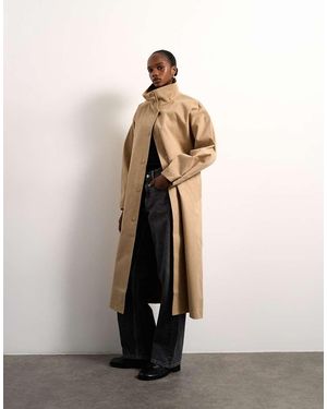 TOPSHOP Gabardina Lisa Extragrande Con Cuello Alzado De -Neutro - Blanco