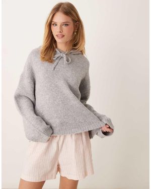Gina Tricot Super Soft Fluffy Knit Oversized Hoodie - Natural