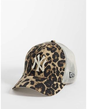 KTZ Ny Yankees Womens 9forty Trucker Leopard Print Cap - Multicolour